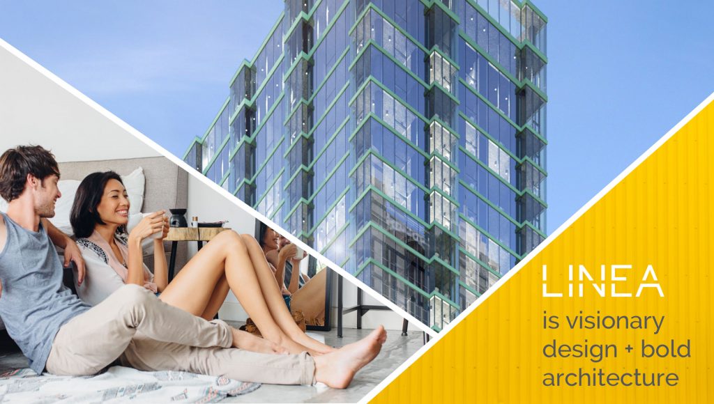 Picture of people on beach and apartment building